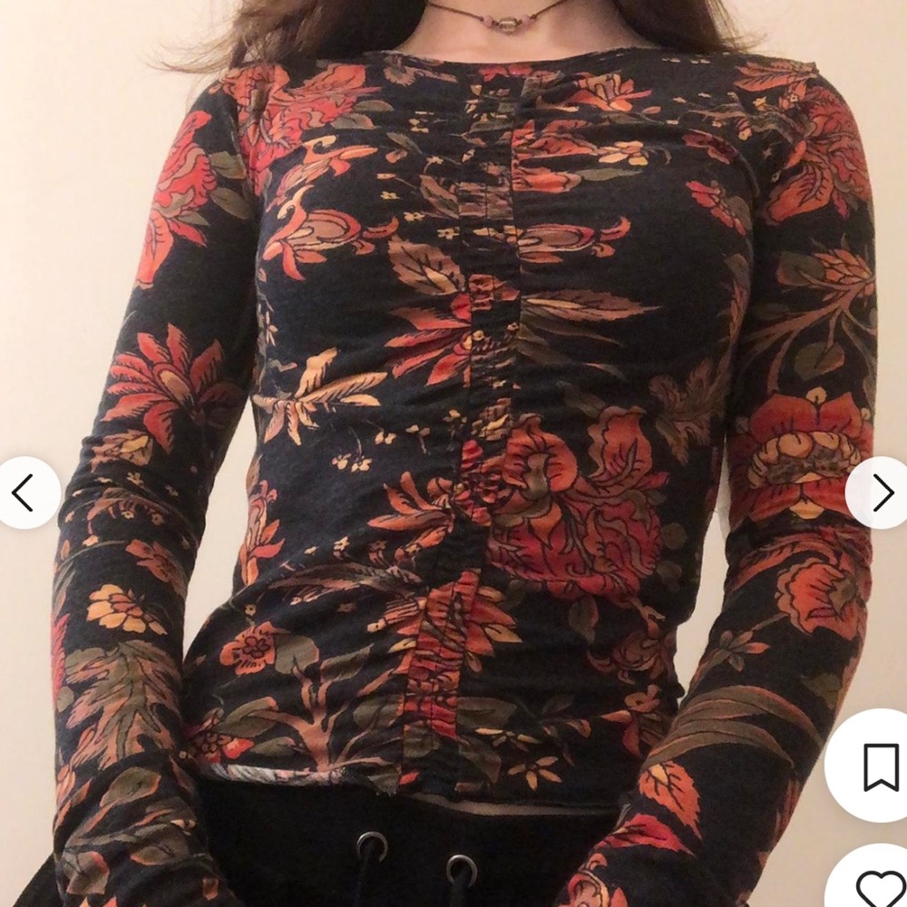 FREE PEOPLE WE THE FREE LETTUCE HEM Long sleeve TEE TOP Sz M